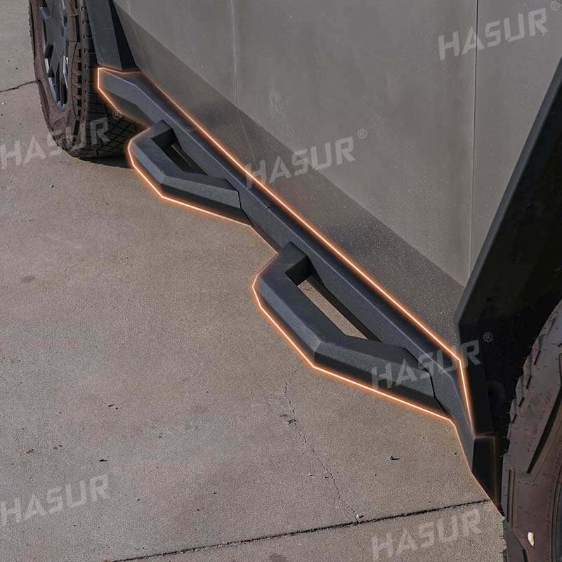 Tesla Cybertruck Side Steps - Heavy Duty Steel Running Boards - Q235A Powder Coated - Anti-Slip Replacement for Plastic Rocker Panels - 2023+ Cybertruck Accessories