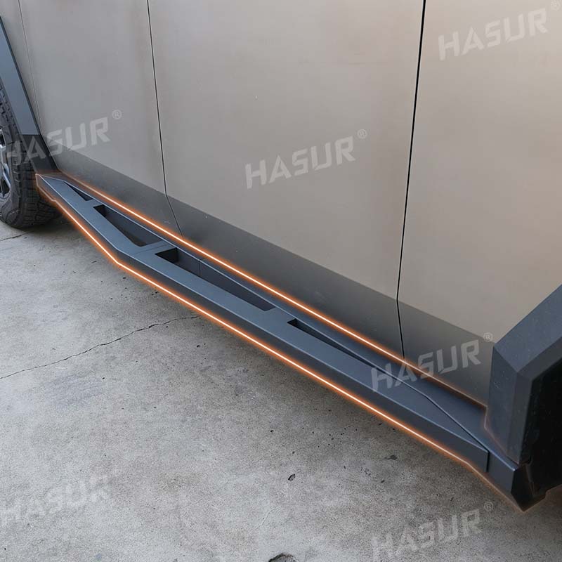 Tesla Cybertruck Heavy-Duty Side Steps – Q235A Steel, Anti-Slip Powder Coated, Triangular Design – Perfect Fit for Cybertruck Aesthetics