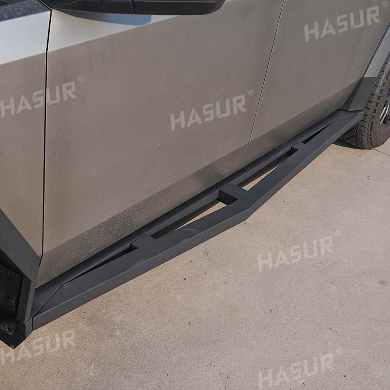 Tesla Cybertruck Heavy-Duty Side Steps – Q235A Steel, Anti-Slip Powder Coated, Triangular Design – Perfect Fit for Cybertruck Aesthetics