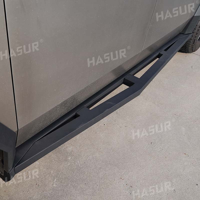Tesla Cybertruck Heavy-Duty Side Steps – Q235A Steel, Anti-Slip Powder Coated, Triangular Design – Perfect Fit for Cybertruck Aesthetics