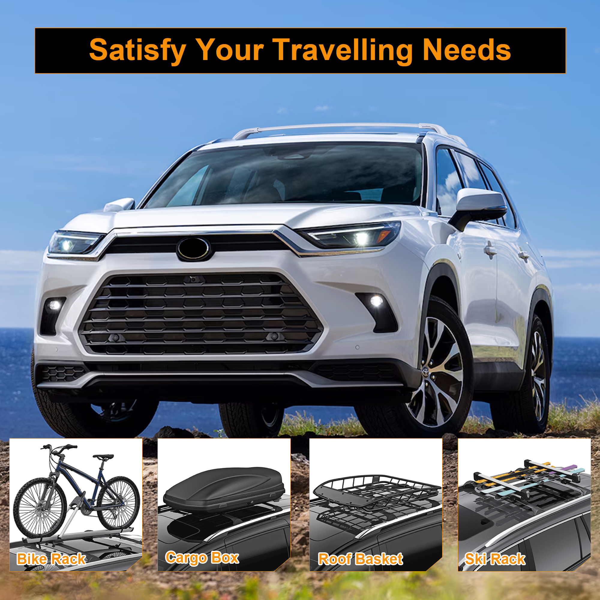 Toyota Grand Highlander Roof Rack Cross Bars （Silver）