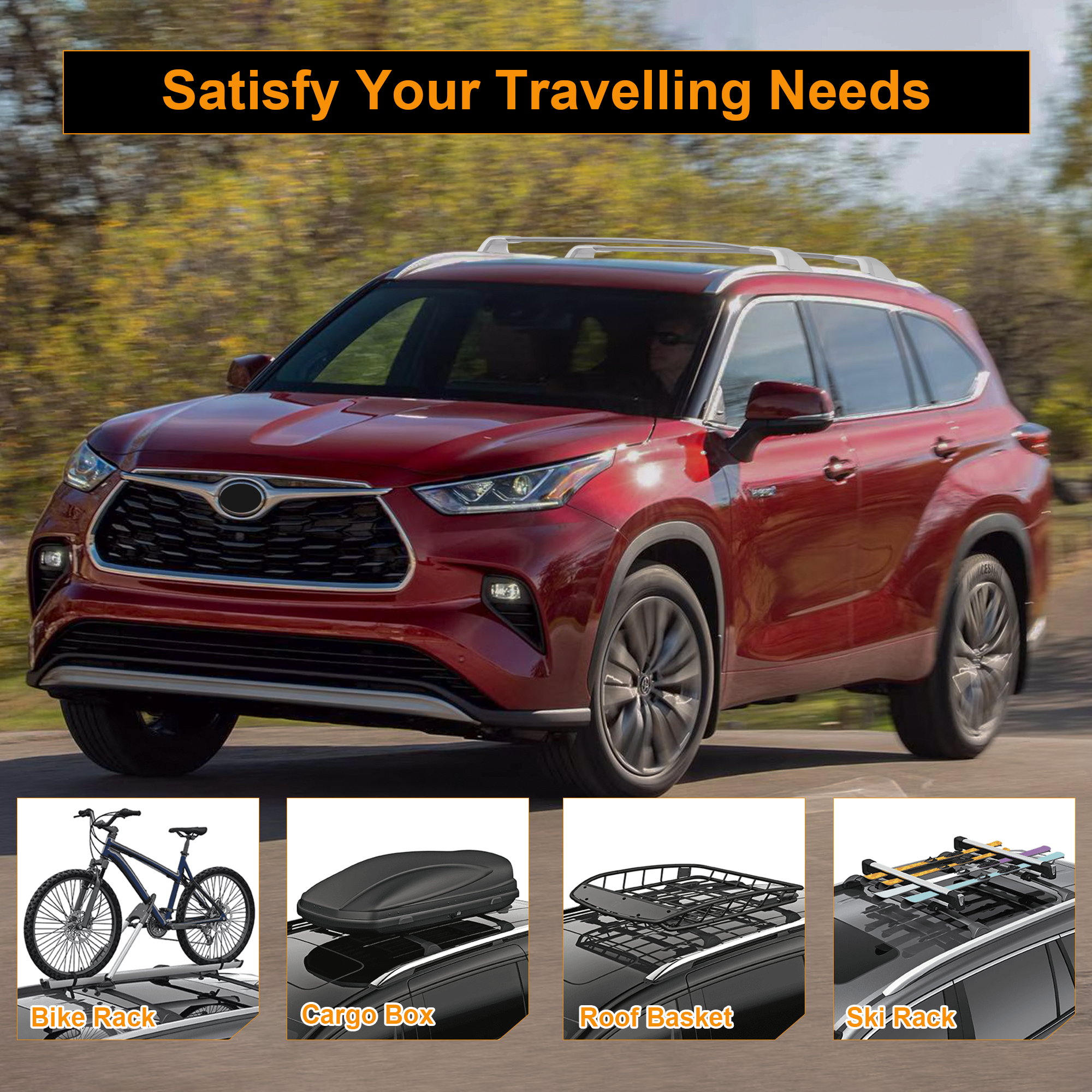 2020-2025 Toyota Highlander Roof Rack Cross Bars （Silver）